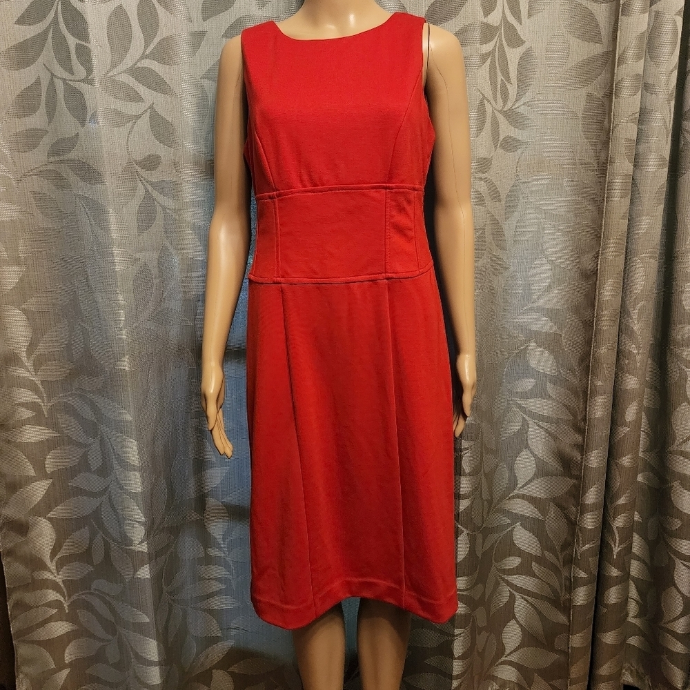 Adrienne Vittadini Red Sleeveless Midi Dress Size 8 - Picture 10 of 10